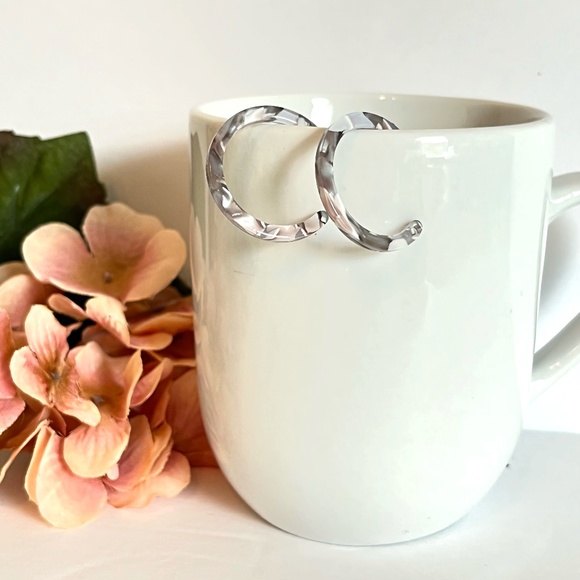 Gray Mini Resin Hoop Earrings - Picture 2 of 6